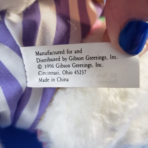 Vintage Gibson Greetings White Easter Bunny Rabbit 15" Plush Stuffed Animal - Picture 6 of 10